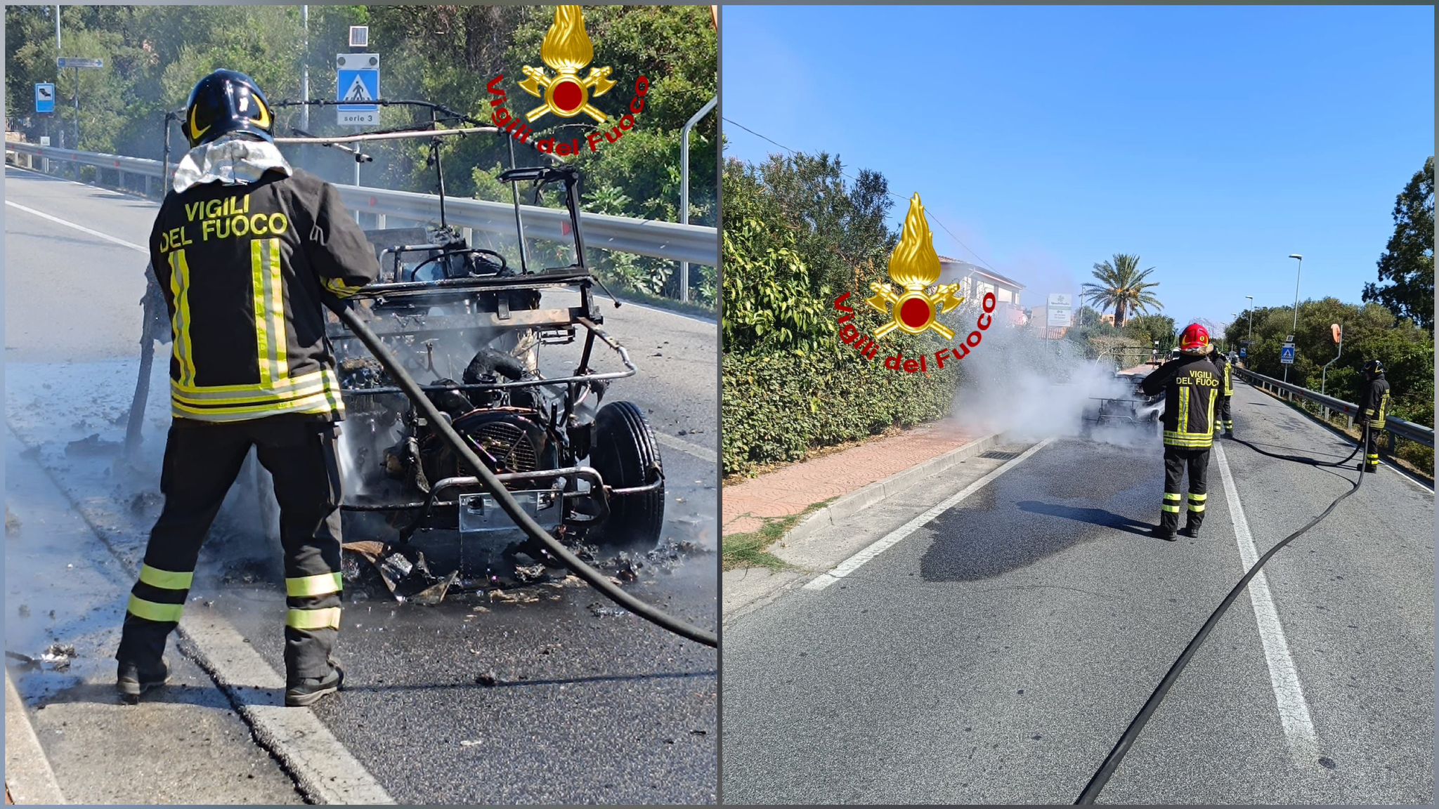 San Teodoro, auto a fuoco durante la marcia: conducente in salvo