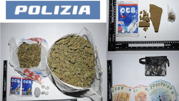 Nuoro, 21enne arrestato per spaccio: sequestrati oltre 2 chili di droga