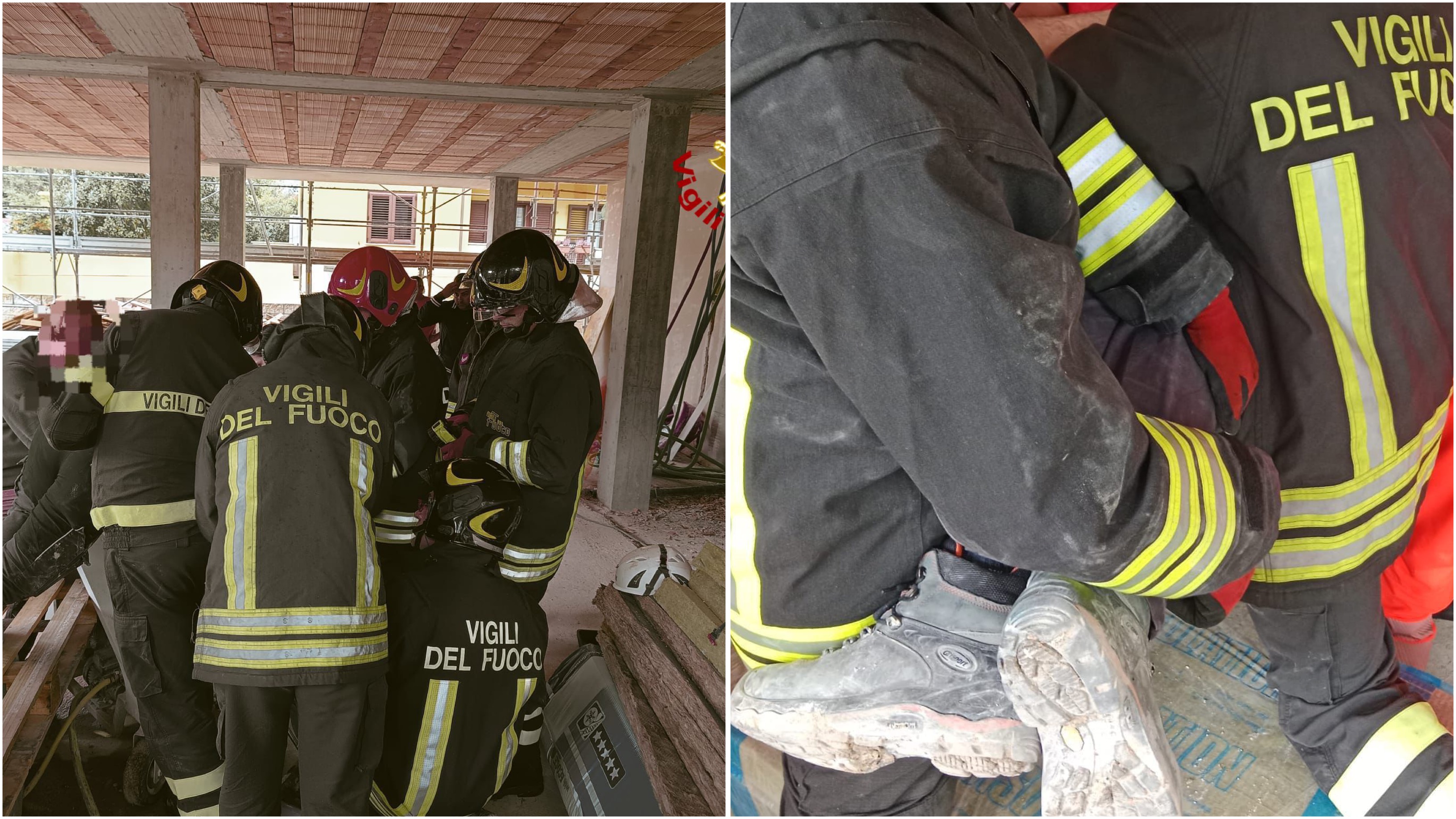 Incidente in cantiere: operaio incastrato nell'intonacatrice