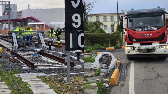 Olbia, petardo esploso nei pressi del passaggio a livello, intervengono i Vigili del Fuoco