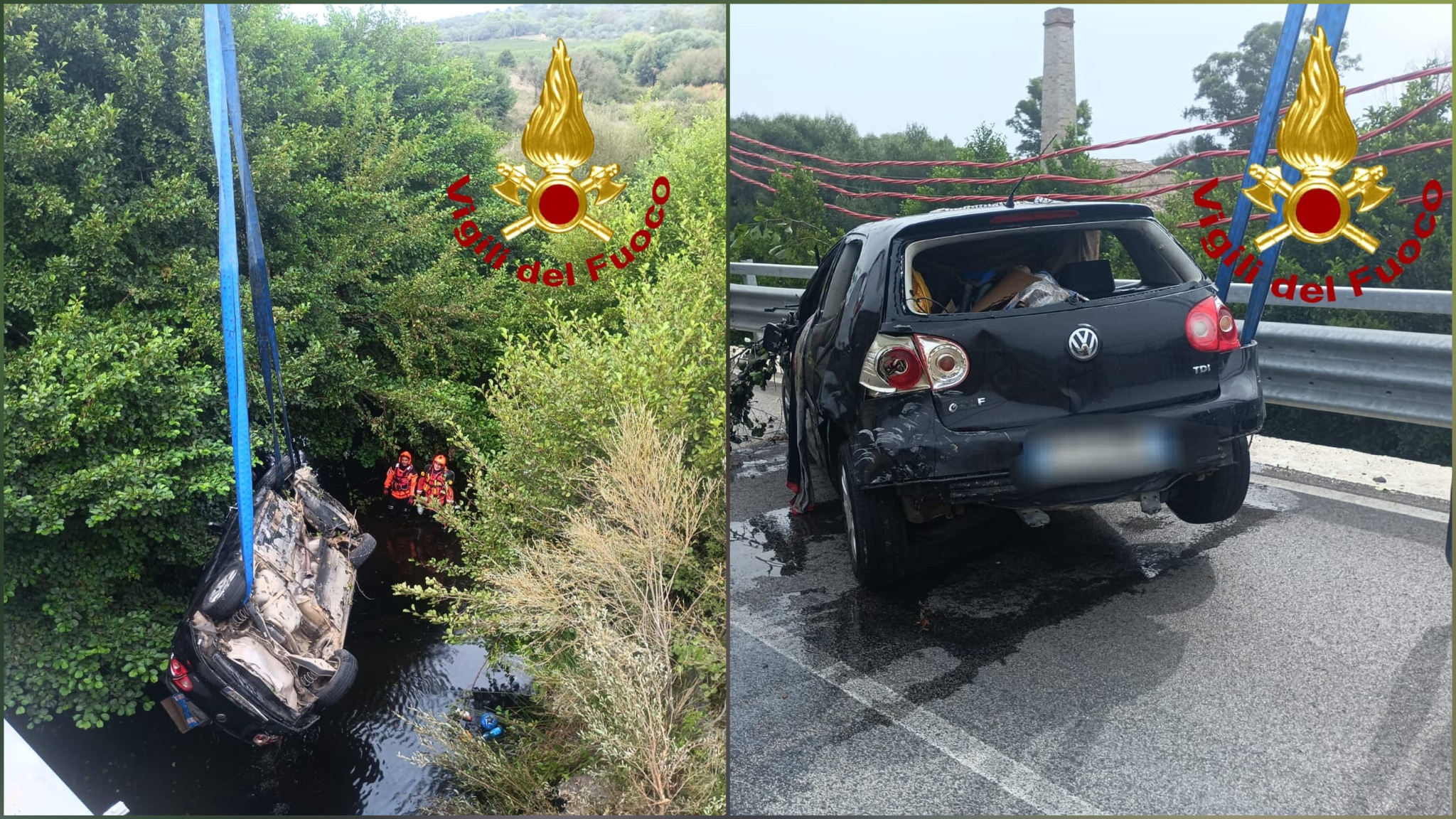 Arzachena: recuperato il veicolo precipitato nel rio San Giovanni