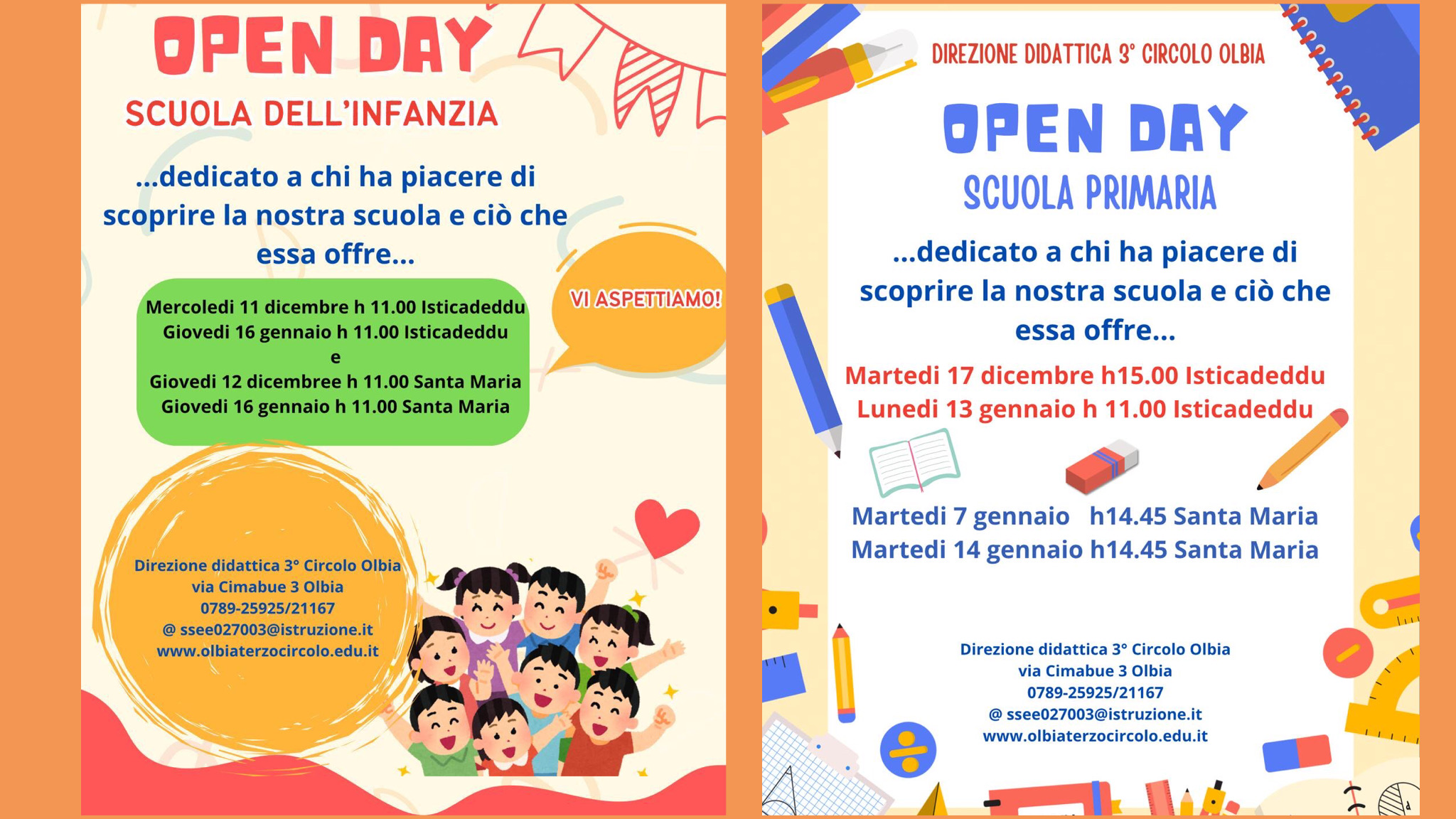 Olbia, arriva l'open day delle scuole del Terzo circolo: ecco le date