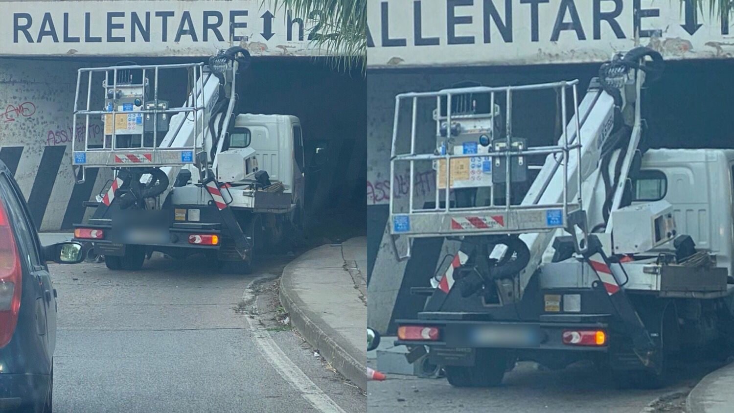 Olbia: mezzo incastrato in via Amba Alagi